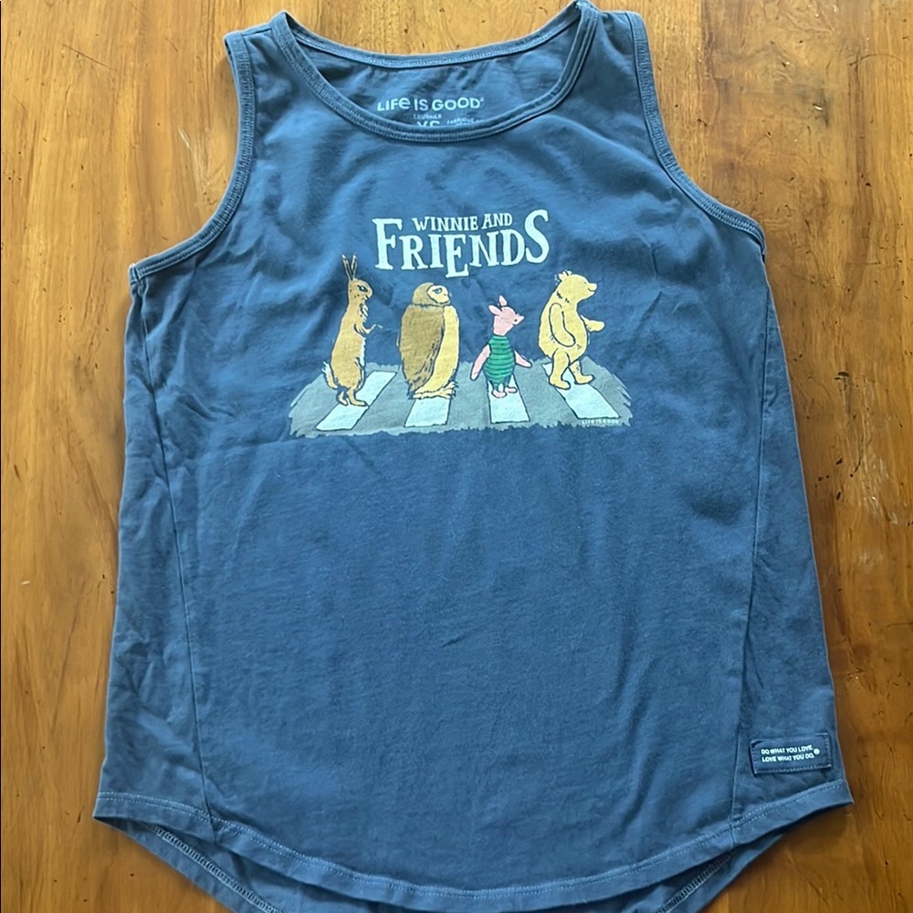 Life Is Good Winnie the Pooh on Abbey Road Graphic Tank Top